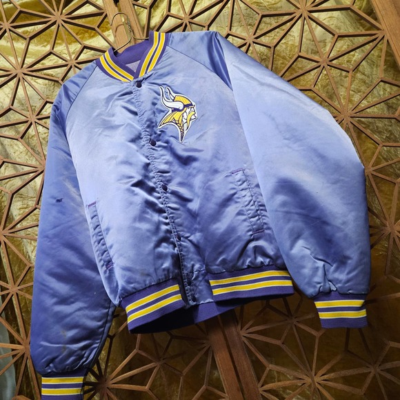 80s Chalkline Satin Jacket Minnesota Vikings XL - Picture 2 of 5